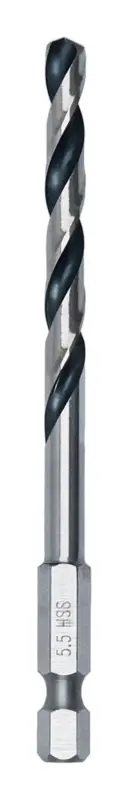 Bosch Line Metal HSS Spiralbohrer, 5,5 x 57 x 98 mm, HEX 1/4" Schaft (Verpackungseinheit 5 Stück) Echt