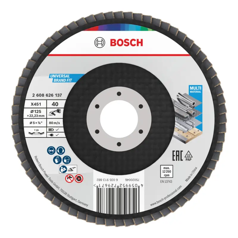 Neuheit Bosch Line X451 Fächerschleifscheibe, 125 x 22,23 mm, K40, Z29 - 60er Pack (Verpackungseinheit 60 Stück)