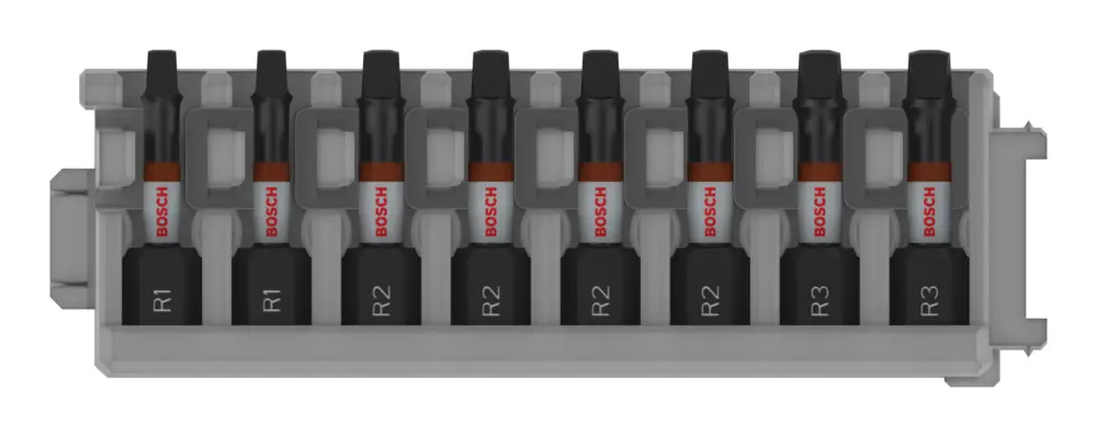 Ausverkauf Bosch Pro Robertson Impact Bit-Set, 2 x R1, 4 x R2, 2 x R3, 55 mm, 8-teilig (Verpackungseinheit 5 Sets)