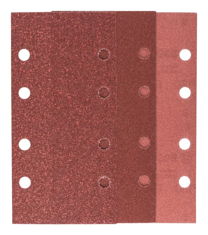 Bosch Zubehör Schleifblatt-Set, 93 x 185 mm, für Schwingschleifer, K60/120/180, 8 Löcher, 10-teilig Echt