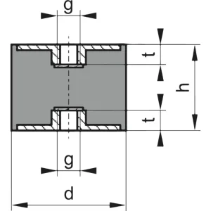 Gummi-Metall-Puffer Ausführung C 30 x 25 mm M8 Günstig
