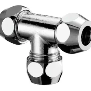 Geprüft Schell T-Verschraubung für Kupferrohre Ø 10 mm 3/8 AG x 3/8 AG x 3/8 AG Chrom