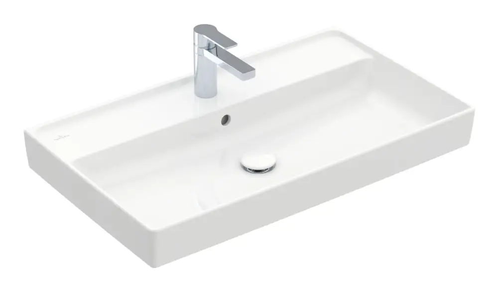 Sonderaktion Villeroy & Boch Collaro Schrankwaschtisch mit 1 Hahnloch mit Überlauf Unterseite ungeschliffen 800 x 465 x 160 mm - Weiß Alpin