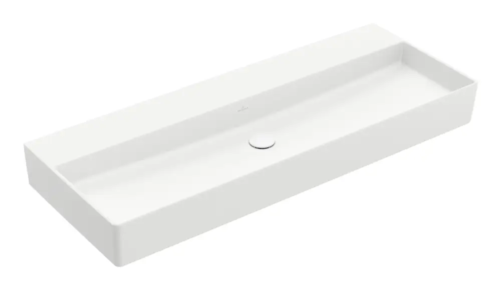 Preis Gesenkt Villeroy & Boch Memento 2.0 Waschbecken für Möbel ohne Hahnloch ohne Überlauf Unterseite geschliffen 1200 x 470 x 150 mm - Stone White mit CeramicPlus