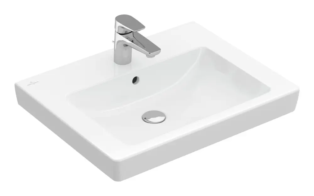 Villeroy & Boch Subway 2.0 Waschbecken für Möbel mit 1 Hahnloch mit Überlauf Unterseite ungeschliffen 600 x 470 x 150 mm - Weiß Alpin Jetzt Bestellen