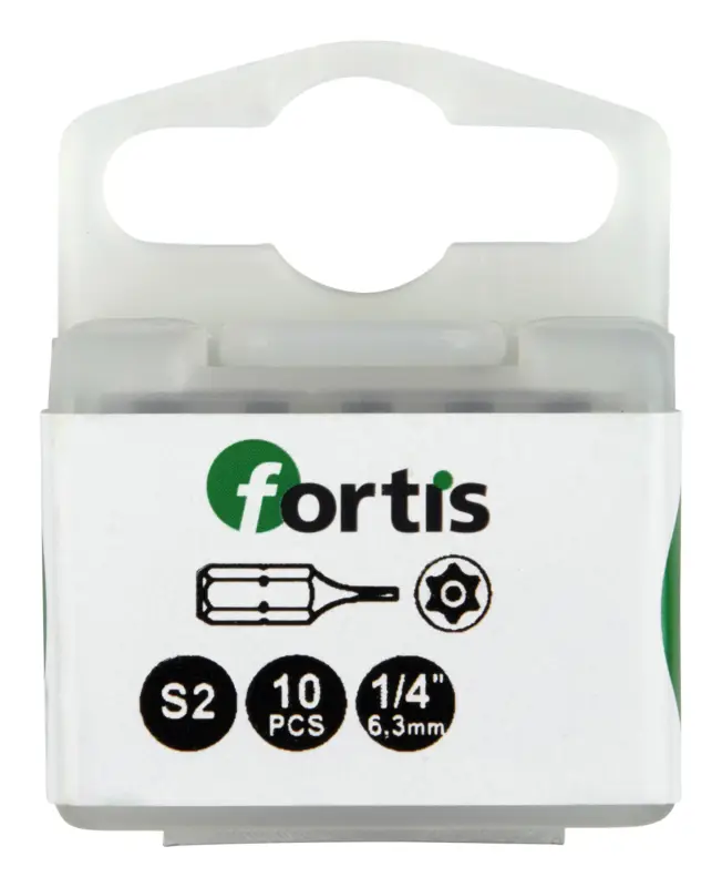 Markenware Fortis Bit 1/4" für Innen-TORX-BO-Schrauben DIN3126 C6,3 TX20 x 25 mm mit Bohrung 10 Stück