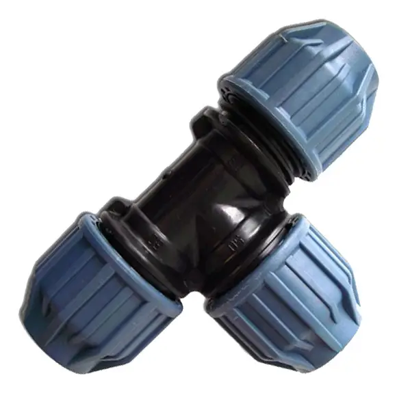 Bevo PP Klemm T-Stück 90° 20 mm 16 bar Schwarz/Blau DVGW/KIWA/WRAS Abverkauf