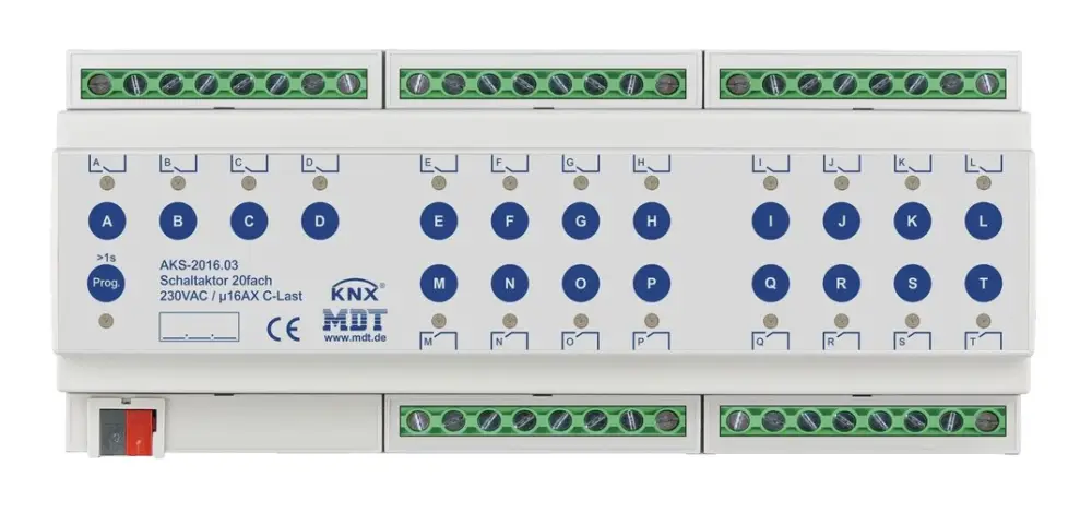 MDT Schaltaktor KNX REG 12TE 20 Ausgänge 16A 230V Bussystem KNX 2500W Letzte Chance