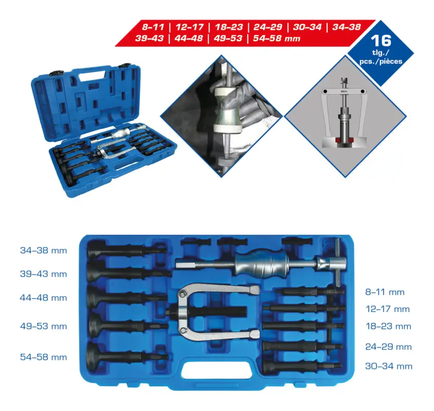 Brilliant Tools Grundloch-Innenlager-Abzieher-Satz, 16-teilig Preis Gesenkt