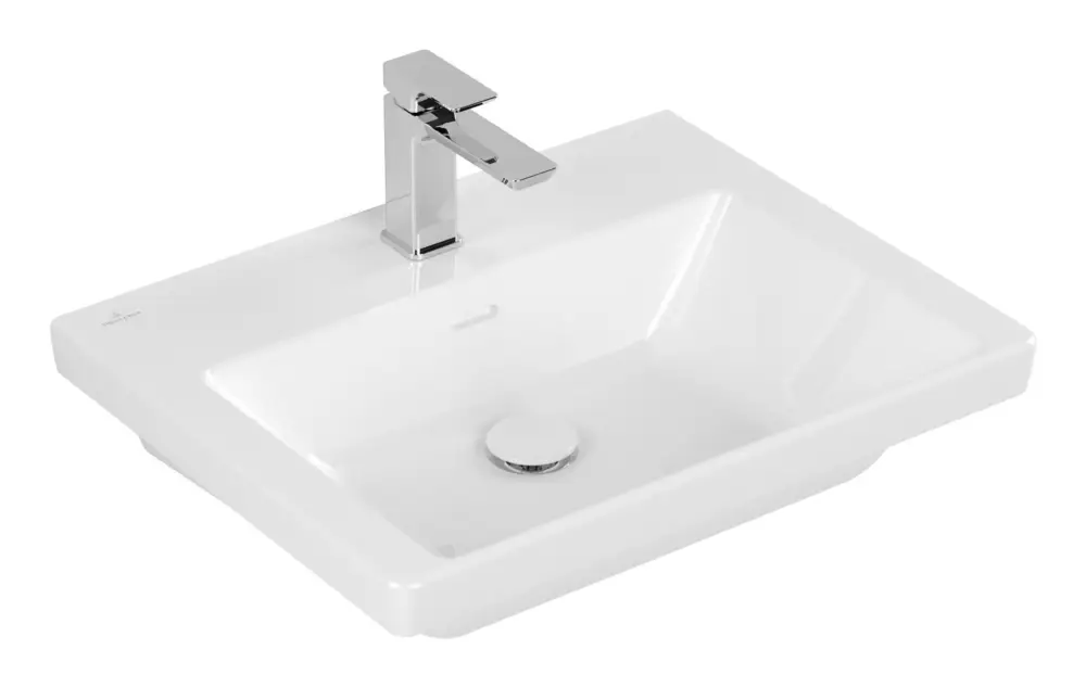 Villeroy & Boch Subway 3.0 Schrankwaschtisch ungeschliffen mit 1 Hahnloch ohne Überlauf 600 x 470 x 165 mm - Weiß Alpin mit CeramicPlus Begrenztes Angebot