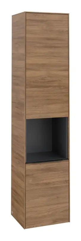 Villeroy & Boch Subway 3.0 Hochschrank 1 offenes Fach 2 Türen Anschlag links 400 x 346 x 1710 mm - Kansas Oak / Volcano Black Billig