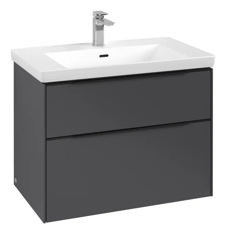 Schnäppchen Villeroy & Boch Subway 3.0 Waschbeckenunterschrank für Becken mittig 2 Auszüge 772 x 576 x 462 mm - Graphite / Volcano Black