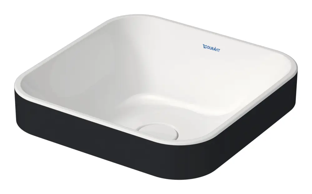 Duravit Happy D.2 Plus Aufsatzbecken ohne Hahnloch ohne Überlauf 400 x 400 mm - Weiß Hochglanz/Anthrazit Matt Knallerangebot