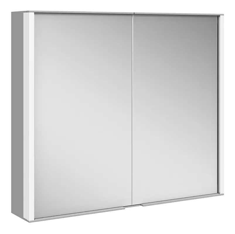 Super-Preis Keuco Royal Match Vorbau-Spiegelschrank 2 Türen mit Beleuchtung (2x LED) 800 x 700 x 160 mm - Silber-Gebeizt-Eloxiert