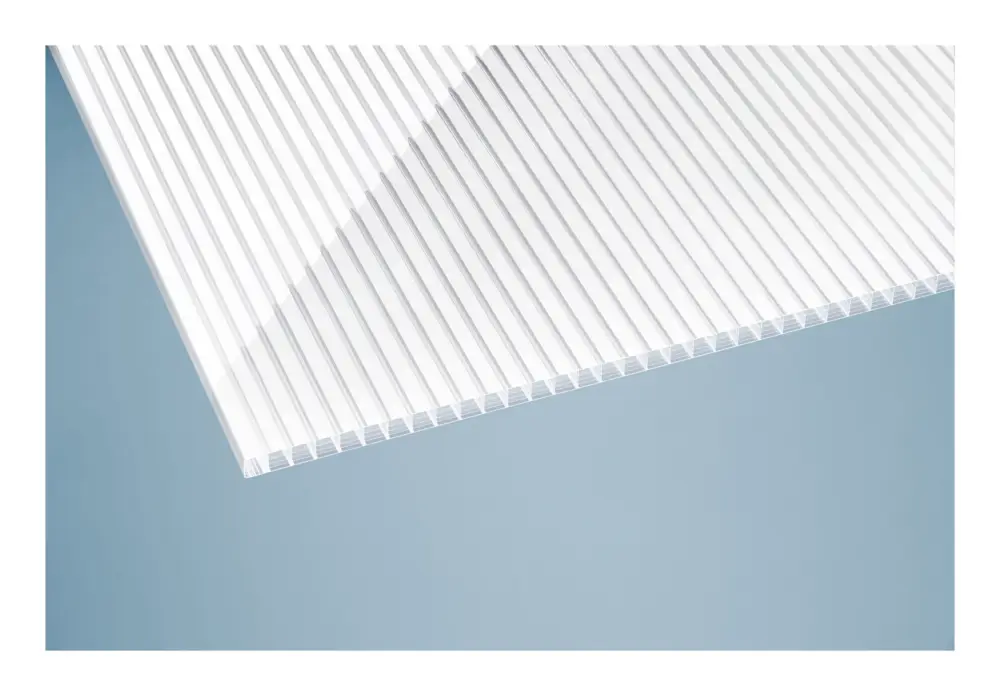Direkt Vom Hersteller Deluxe Polycarbonat Hohlkammerplatte Gestreift 980 x 5000 x 16 mm - Klar / Weiß