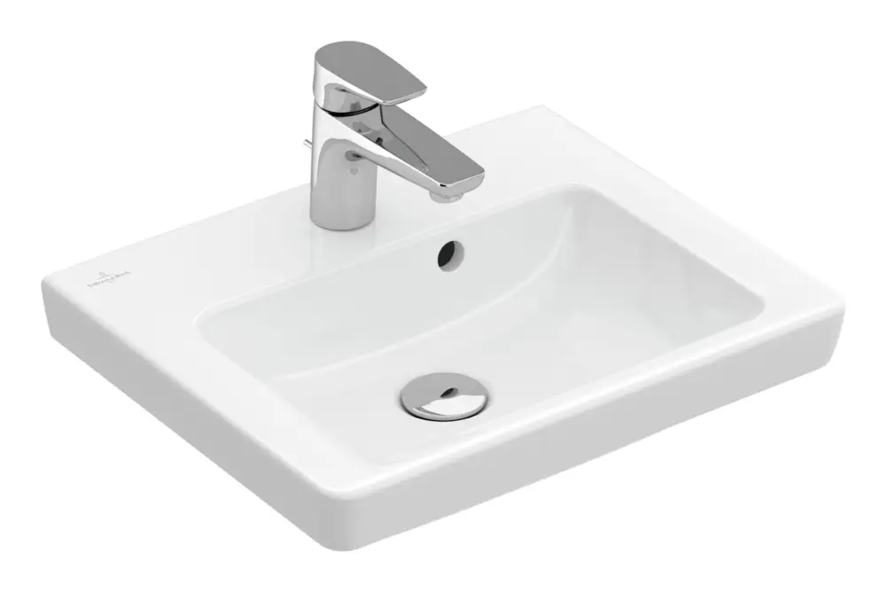 Nur Heute Villeroy & Boch Subway 2.0 Handwaschbecken für Möbel mit 1 Hahnloch mit Überlauf Unterseite ungeschliffen 450 x 370 x 155 mm - Weiß Alpin