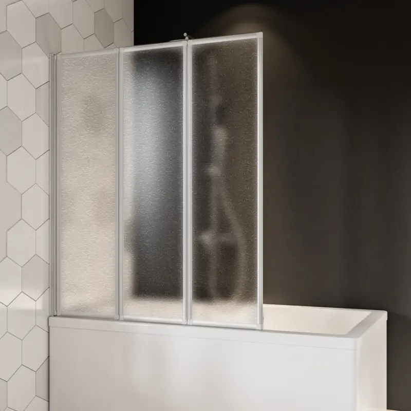 Sichere Zahlung Breuer Fara 4 Faltwand 3-teilig für Badewanne Kunststoffglas Perle Alu Silber matt 120 cm / 140 cm