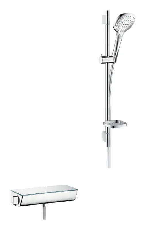 Hansgrohe Raindance Select E Brausesystem 120 3jet mit Ecostat Select Thermostat und Brausestange 650 mm - Weiß / Chrom Letzte Chance