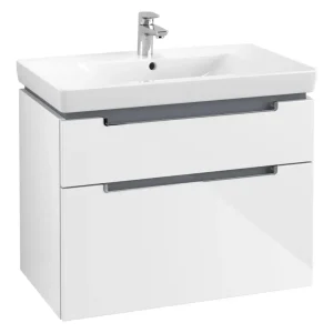 Markenware Villeroy & Boch Subway 2.0 Waschbeckenunterschrank für Becken mittig 2 Auszüge 787 x 590 x 449 mm - Glossy White