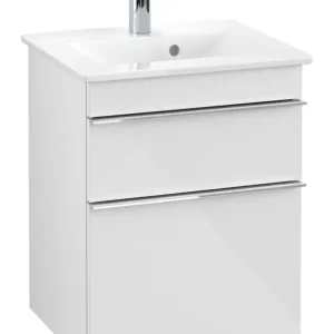 Villeroy & Boch Venticello Waschbeckenunterschrank für Becken mittig 2 Auszüge 466 x 590 x 400 mm - Glossy White / Chrome Solange Der Vorrat Reicht