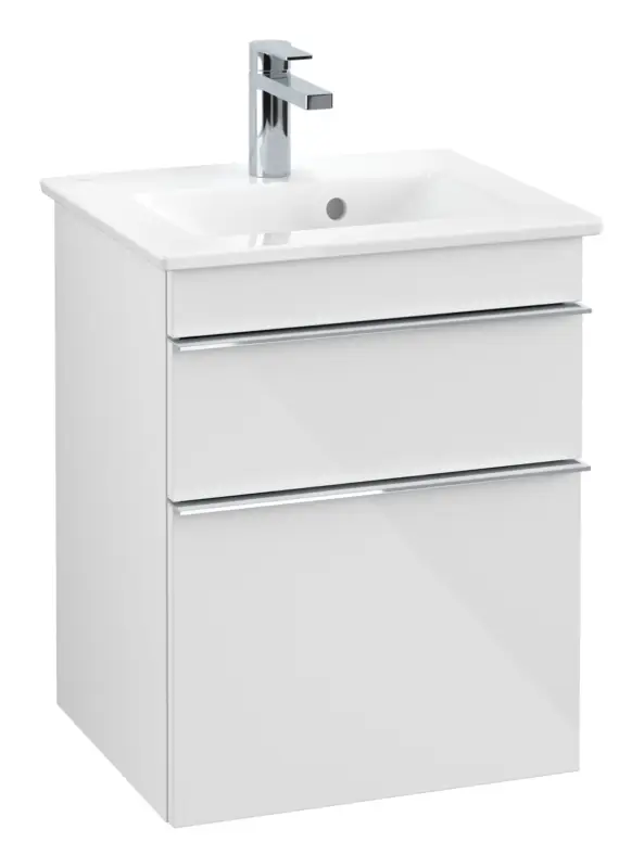 Villeroy & Boch Venticello Waschbeckenunterschrank für Becken mittig 2 Auszüge 466 x 590 x 400 mm - Glossy White / Chrome Solange Der Vorrat Reicht