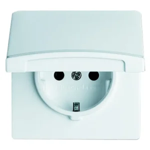 Busch-Jaeger Steckdose 1fach alpinweiß glänzend Unterputz horizontal/vertikal mit Klappdeckel IP44 Zentralplatte Neue Ware