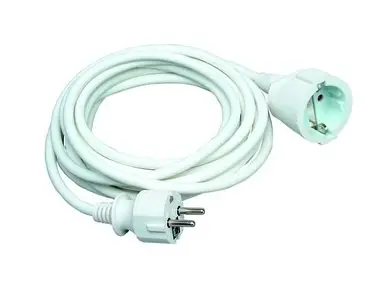 Jetzt Kaufen Kopp Verlängerungskabel 5m 3x1,5qmm PVC weiß SCHUKO-Stecker gerade SCHUKO-Kupplung 250V
