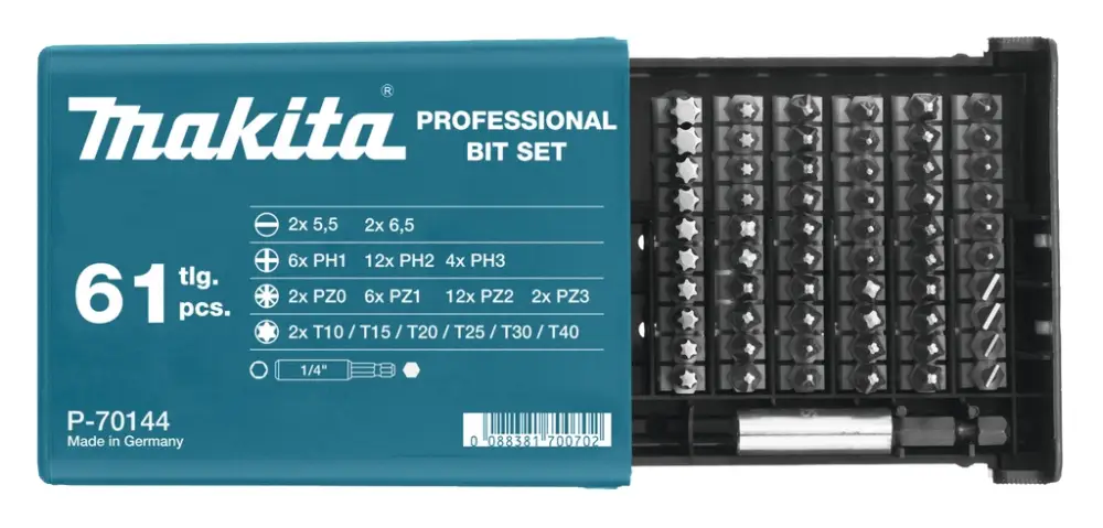 Makita Accessoires P-70144 Jeu d‘‘embouts de 61 pièces en boîte en plastique de haute qualité Geprüft