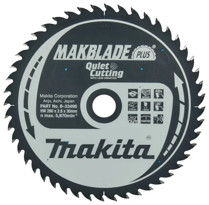 Meistverkauft Makita Zubehör B-33495 Makierklinge-Plus 260x30x2.8 48T 20g