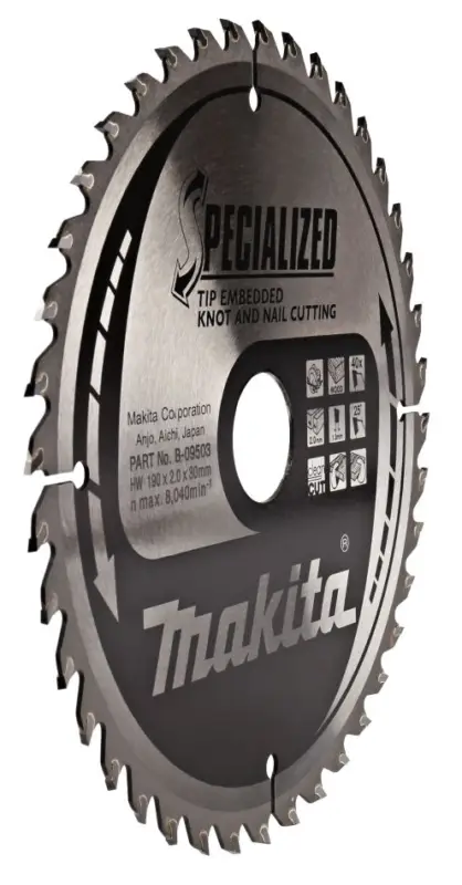 Makita Akcesoria B-09503 Brzeszczot tarczowy do drewna (sęk/gwóźdź) 190x30x2,0 40T 25g Must-Have