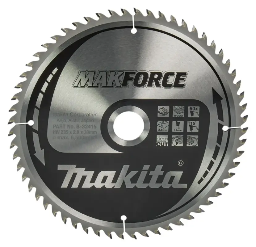 Highlight Makita Accessori B-32415 Lama HM per legno 235 x 30/25 x 60T