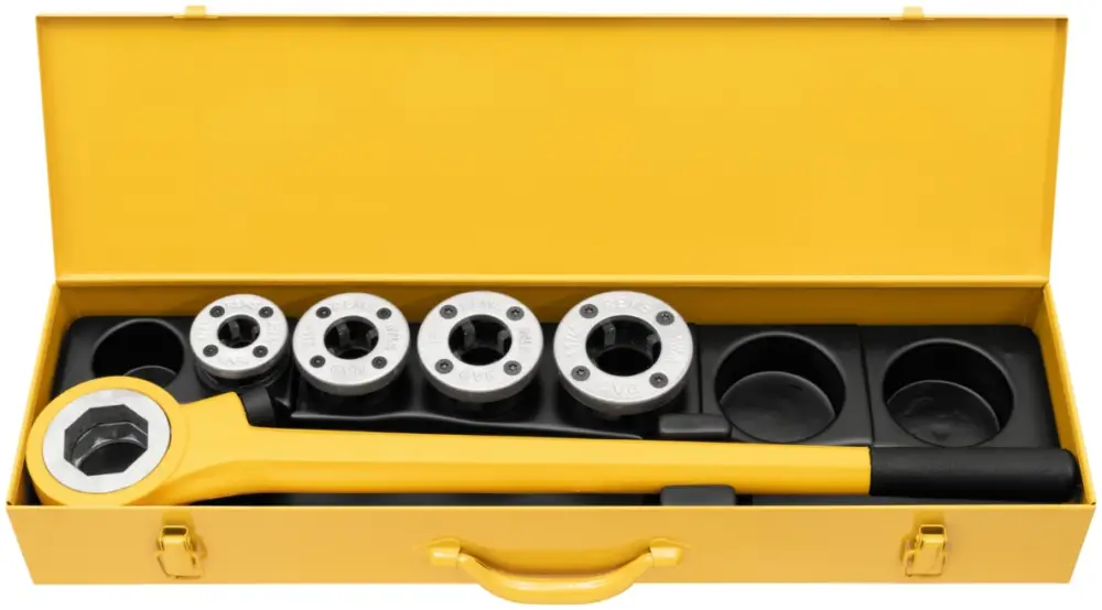 Mega-Angebot Rems 520015 Eva Set R 1/2-3/4-1-1 1/4 pouce Fer à fileter à la main avec têtes de coupe à changement rapide