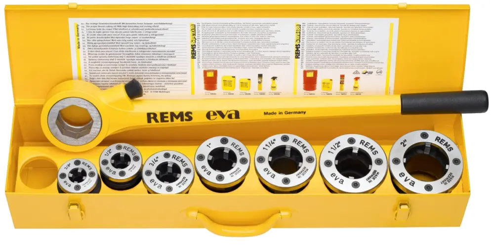 Highlight Rems 520017 Eva Set R 1/2-3/4-1 1/4-1 1/2 - 2 pulgadas Plancha de corte de rosca manual con cabezales de corte de cambio rápido
