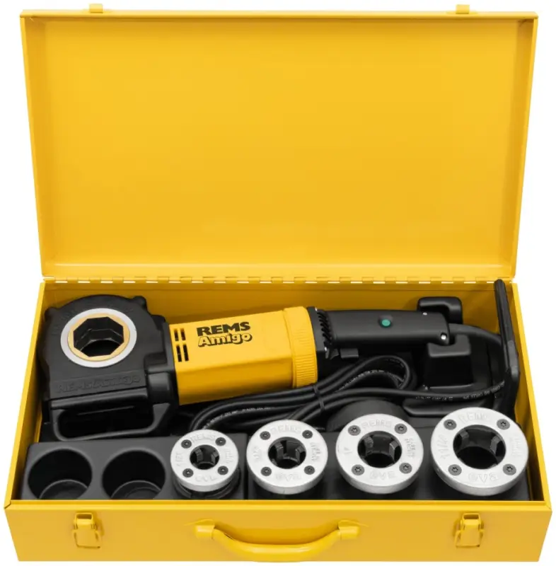 Rems 530020 R220 Amigo Set R 1/2-3/4-1-1 1/4 Elektryczne żelazko do gwintowania z szybko wymiennymi głowicami tnącymi Preisknaller