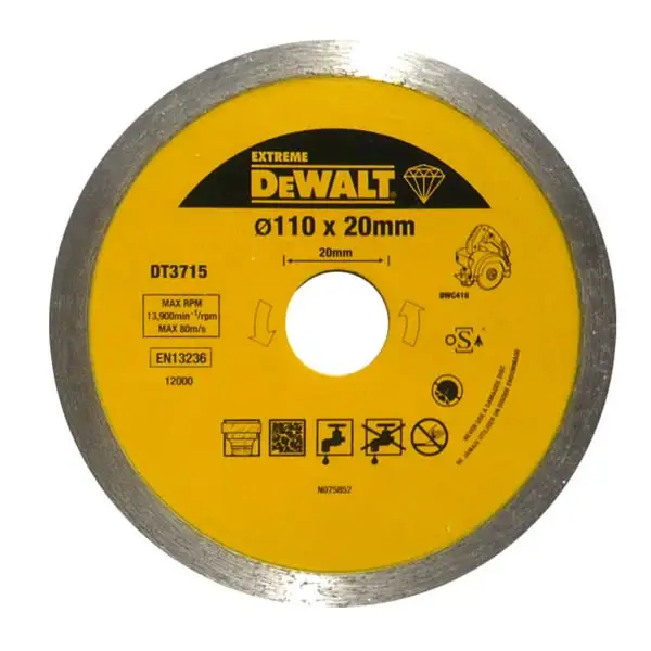 Garantierte Lieferung DeWALT Zubehör DT3715-QZ Diamanttrennscheibe DWC410 Granit 110 mm