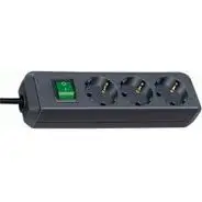 Brennenstuhl 1152300015 Eco-Line Steckdosenleiste 3fach + Schalter 1,5m H05VV-F 3G1,5 schwarz Sichere Zahlung
