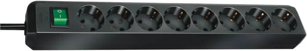 Brennenstuhl 1159300018 Regleta Eco-Line de 8 vías + interruptor 3m H05VV-F 3G1,5 negro Letzte Chance