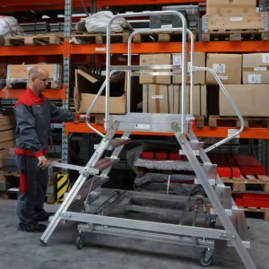 Ausverkauf euroline Mobile Podesttreppe PREMIUM Alu 6 Stufen