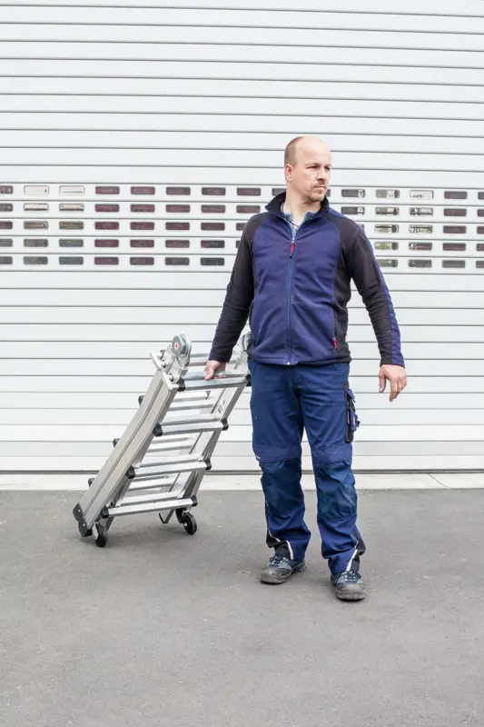 euroline Vario Klappleiter PREMIUM Alu mit Rollen 4x6 Sprossen Zertifiziert