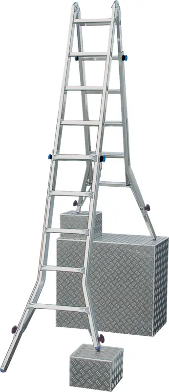 Markenware Krause Alu-Sprossenteleskopgelenkleiter mit Holmverlängerung 4x5 Sprossen