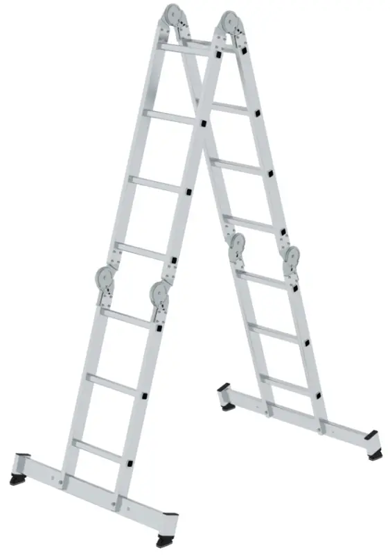 Geprüft Günzburger Vielzweckleiter nivello Alu 4-teilig 2x3+2x4 Sprossen