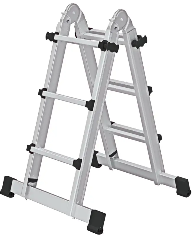 Günzburger Teleskopleiter mit Traverse 4-teilig 4x3 Sprossen Ausverkauf