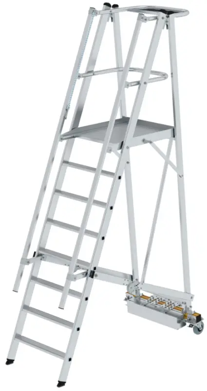 Schneller Versand Günzburger Alu-Podestleiter mit schmaler Quertraverse 8 Stufen