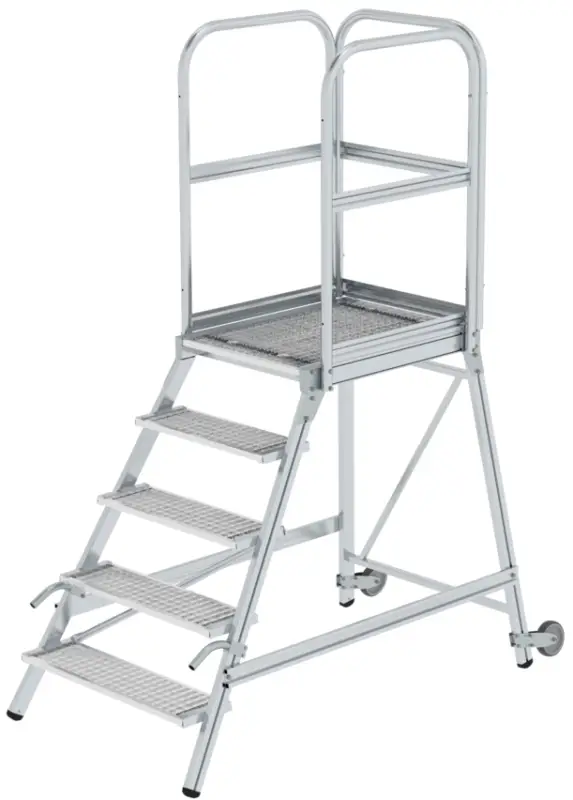 Günzburger Alu-Podestleiter mit Rollen und Griff 5 Stufen SG Sonderangebot