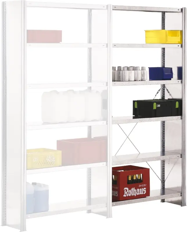 Billig Regalwerk BERT Lagerregal SW 250 5 Anbaufeld 2000 x 875 x 400 mm