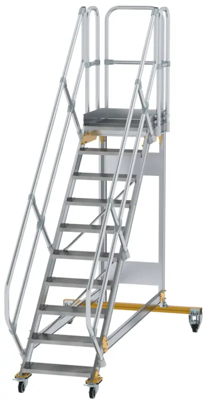 Günzburger Podesttreppe fahrbar 45° 10 Stufen - 600 mm breit Zertifiziert