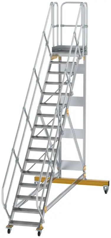 Geprüft Günzburger Podesttreppe fahrbar 45° 16 Stufen - 600 mm breit
