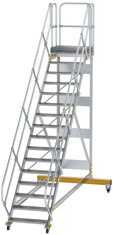 Günzburger Podesttreppe fahrbar 45° 16 Stufen - 800 mm breit Neu Im Sortiment