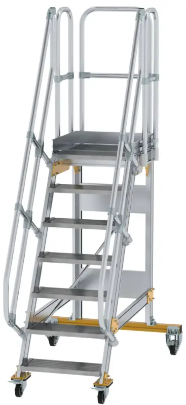 Günzburger Podesttreppe fahrbar 60° 7 Stufen - 600 mm breit Highlight