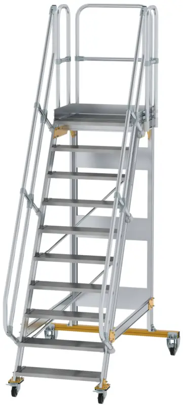 Günzburger Podesttreppe fahrbar 60° 10 Stufen - 800 mm breit Markenware
